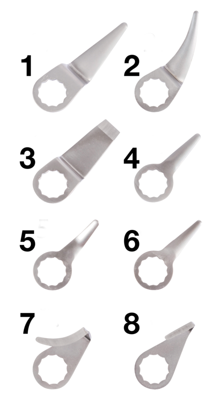 Couteaux droits dentés Long. = 57 Type = (4) N°8E