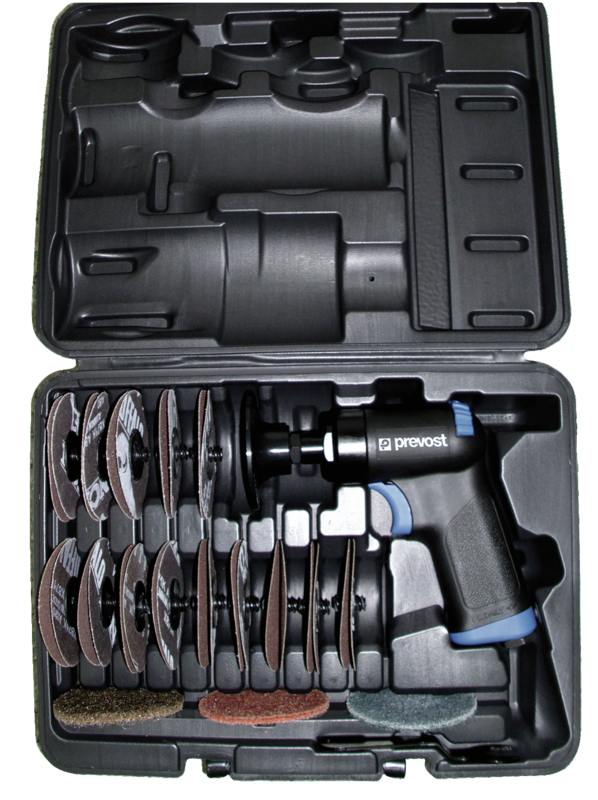 Machine Ponceuse révolver en coffret Diamètre = 75mm 3" Puissance = 0,45 CV - 330 W Vitesse de rotation = 16 000 tr/min