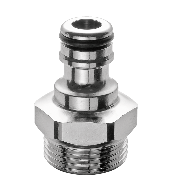 Embout Universel compatible GARDENA pour circuit d'eau fileté mâle cylindrique avec clapet obturateur Filetage mâle BSPP = G 3/4