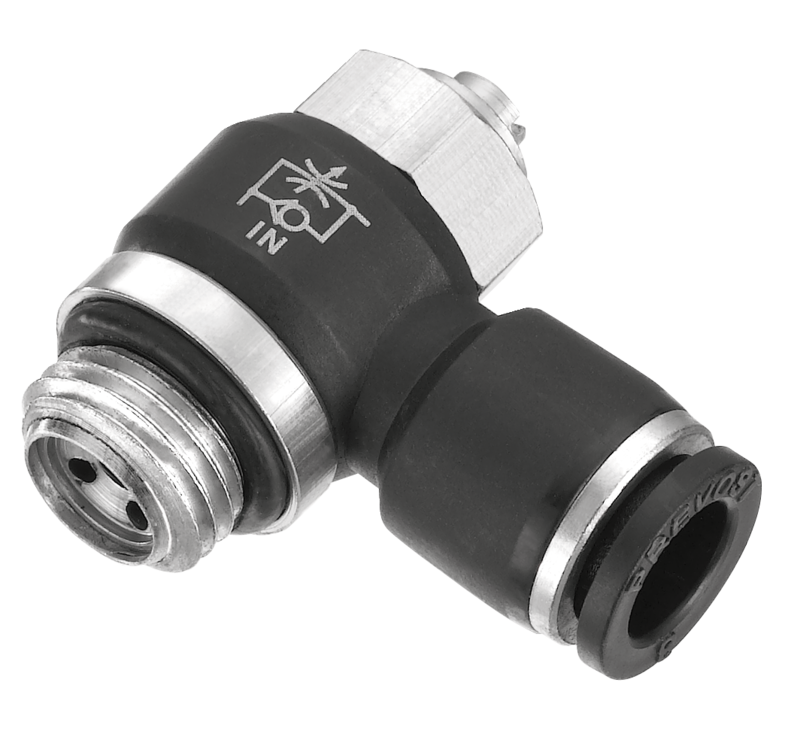 Régleur de débit mâle cylindrique à vis - Admission - RPV IG Filetage mâle métrique = M5 Pour tube Ø ext. = 4