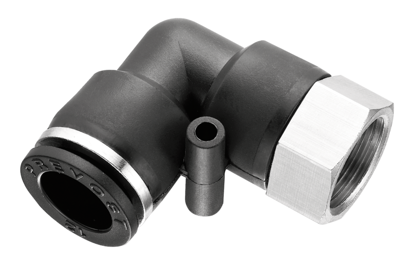 Coude 90° femelle cylindrique orientable - RPC FG Filetage femelle métrique = M5 Pour tube Ø ext. = 4