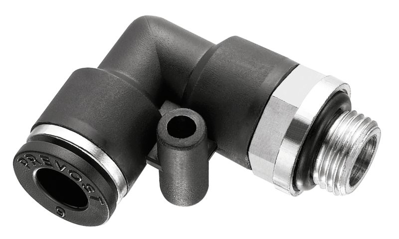 Coude 90° mâle cylindrique orientable - RPC MG Filetage mâle métrique = M5 Pour tube Ø ext. = 4