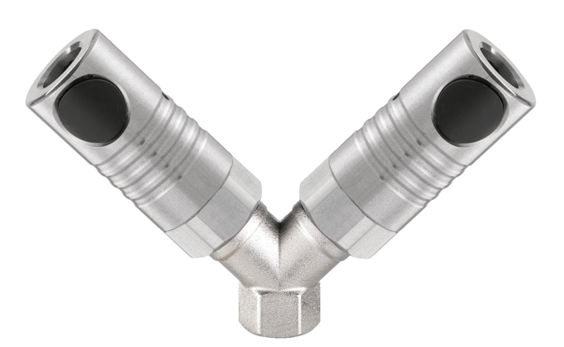 Distributeur fixe à 2 directions Coupleurs ISO C passage 08mm fileté femelle cylindrique Filetage femelle BSPP = G 3/8