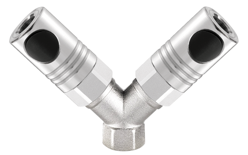 Distributeur fixe à 2 directions Coupleurs ISO 6150 C passage 06mm fileté femelle cylindrique Filetage femelle BSPP = G 1/4