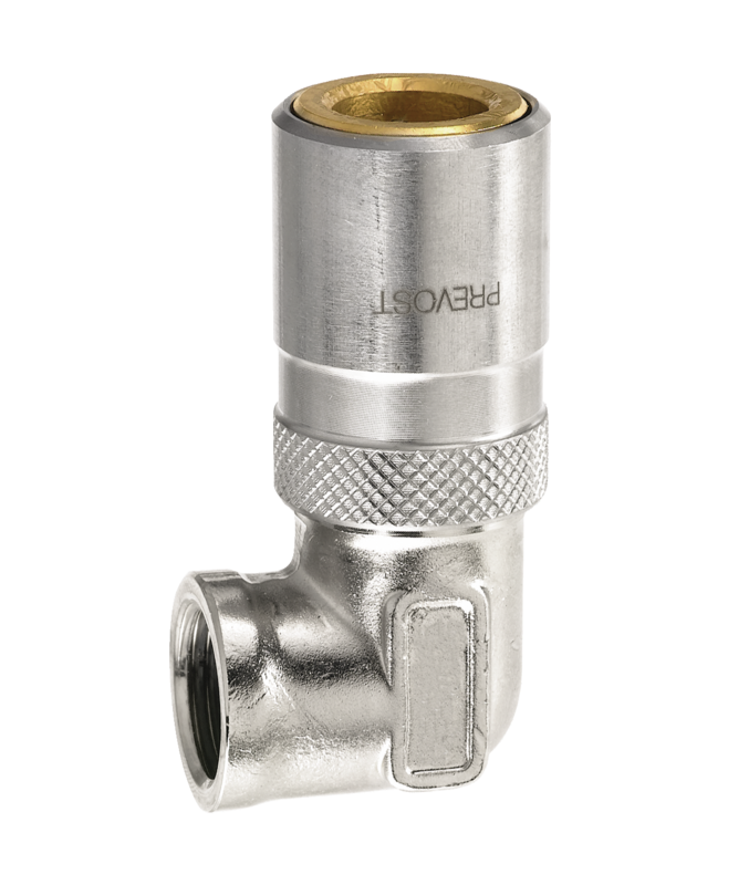 Coupleur Thermorégulation Eau froide, Eau chaude, eau glycolée, fluides caloporteurs 90° fileté femelle à obturation Ø de passage = 12 mm Filetage femelle BSPP = G 1/2