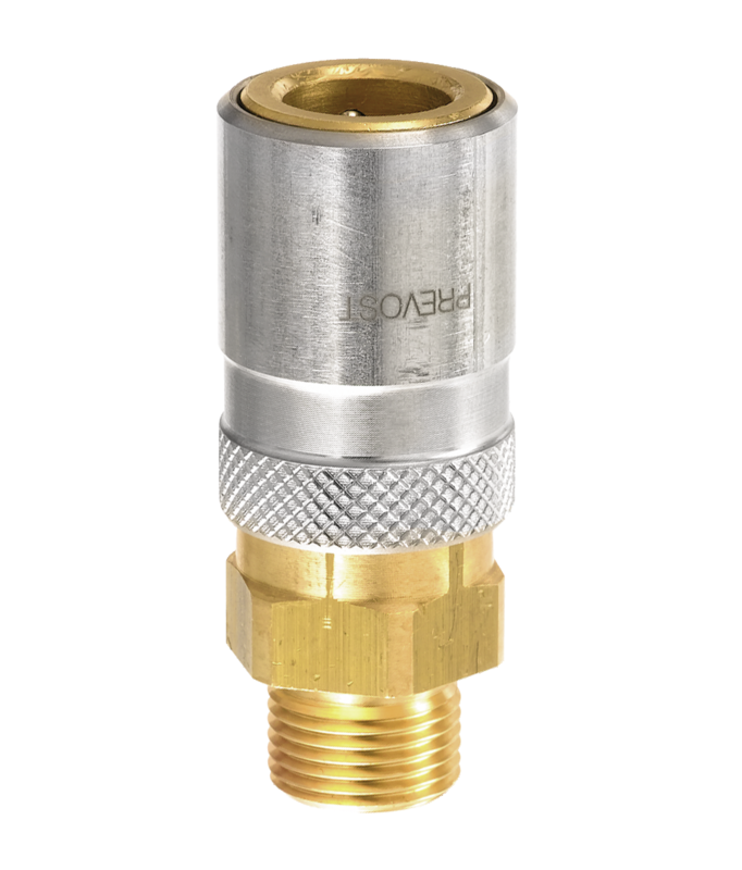 Coupleur Thermorégulation Eau froide, Eau chaude, eau glycolée, fluides caloporteurs fileté mâle cylindrique à obturation Ø de passage = 12 mm Filetage mâle BSPP = G 1/2