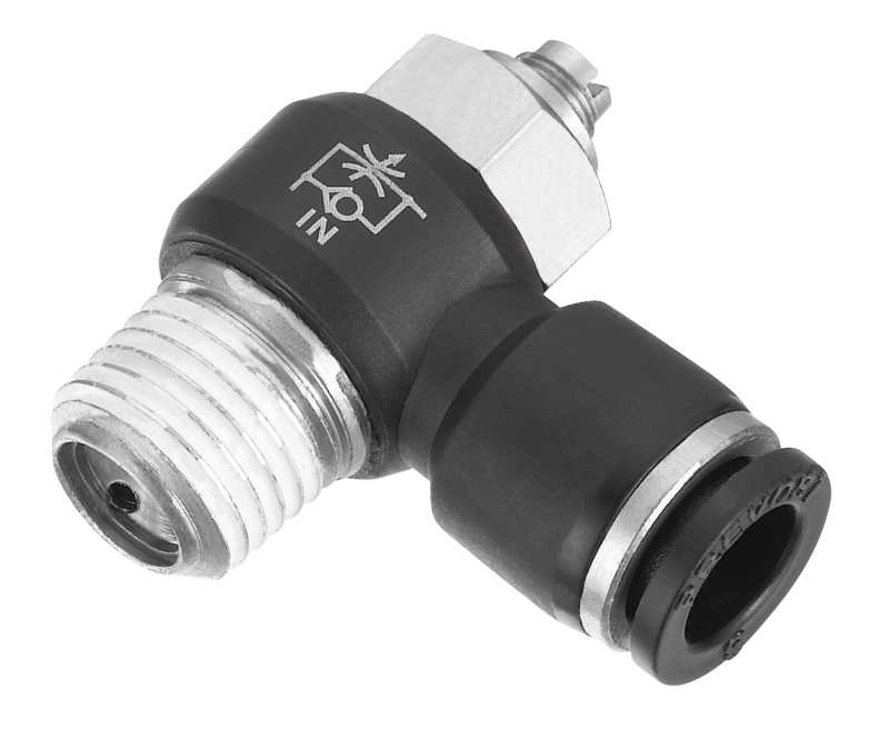 Régleur de débit mâle conique à vis - Admission - RPV IR Filetage mâle BSPT = R 1/8 Pour tube Ø ext. = 4