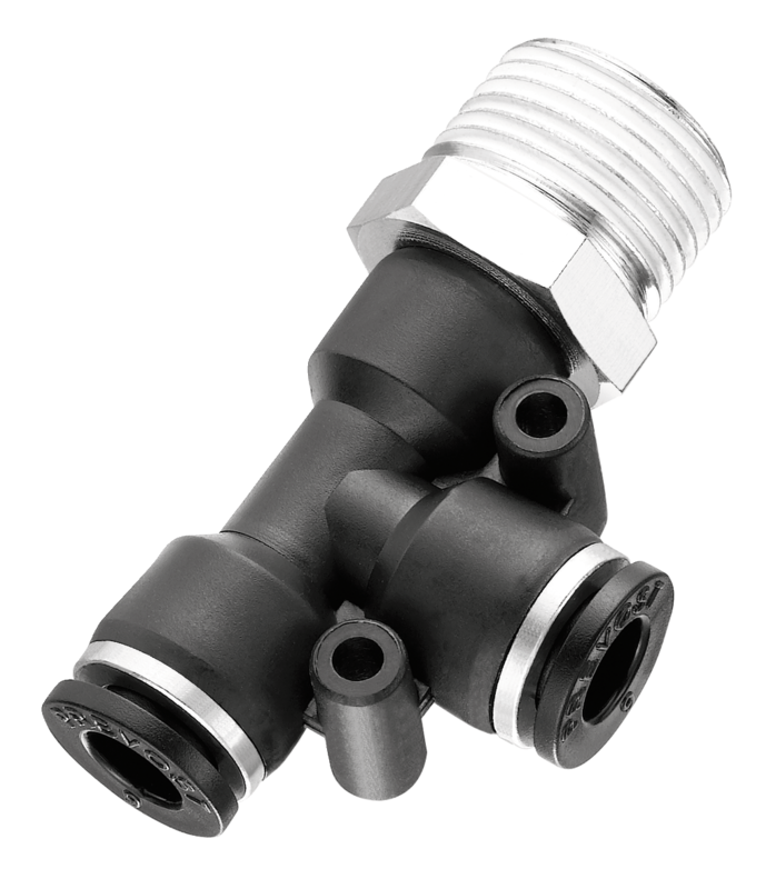 Té mâle latéral conique orientable - RPT AR Filetage mâle BSPT = R 1/2 Pour tube Ø ext. = 12