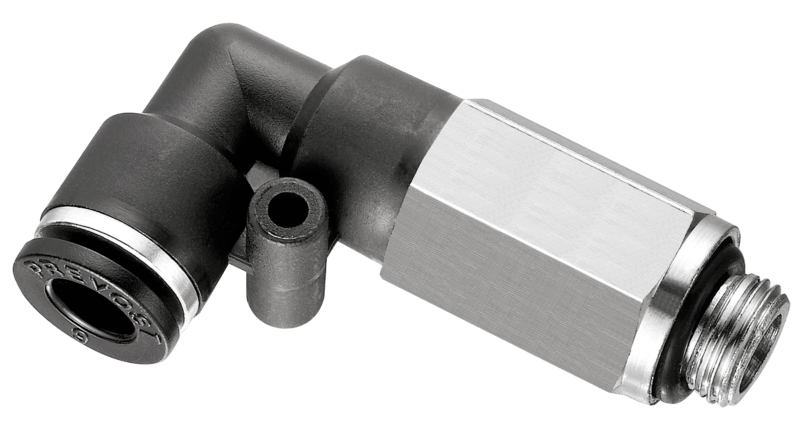 Coude 90° mâle cylindrique long orientable - RPC LG Filetage mâle BSPP = G 1/2 Pour tube Ø ext. = 10