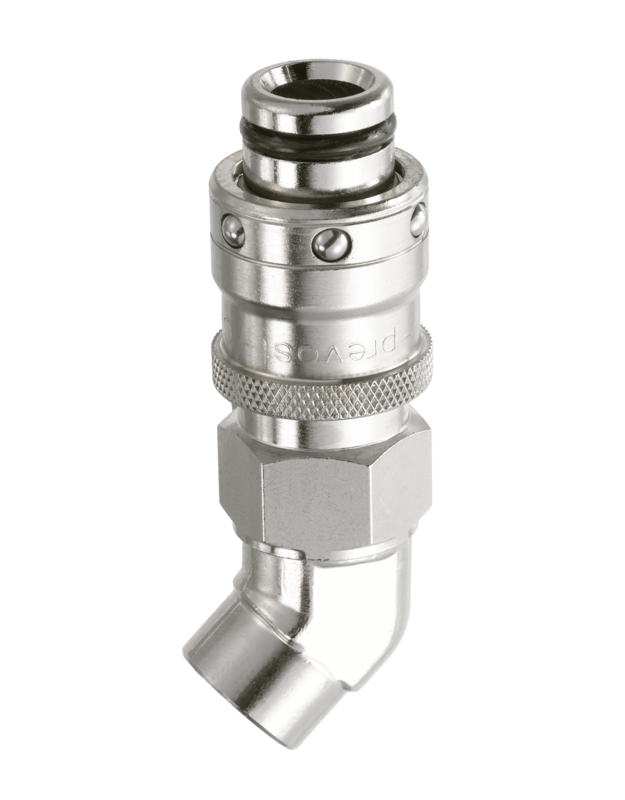 Fiche Coupleur refroidissement moule passage 12 mm  135° filetée femelle cylindrique Filetage femelle BSPP = G 3/8  