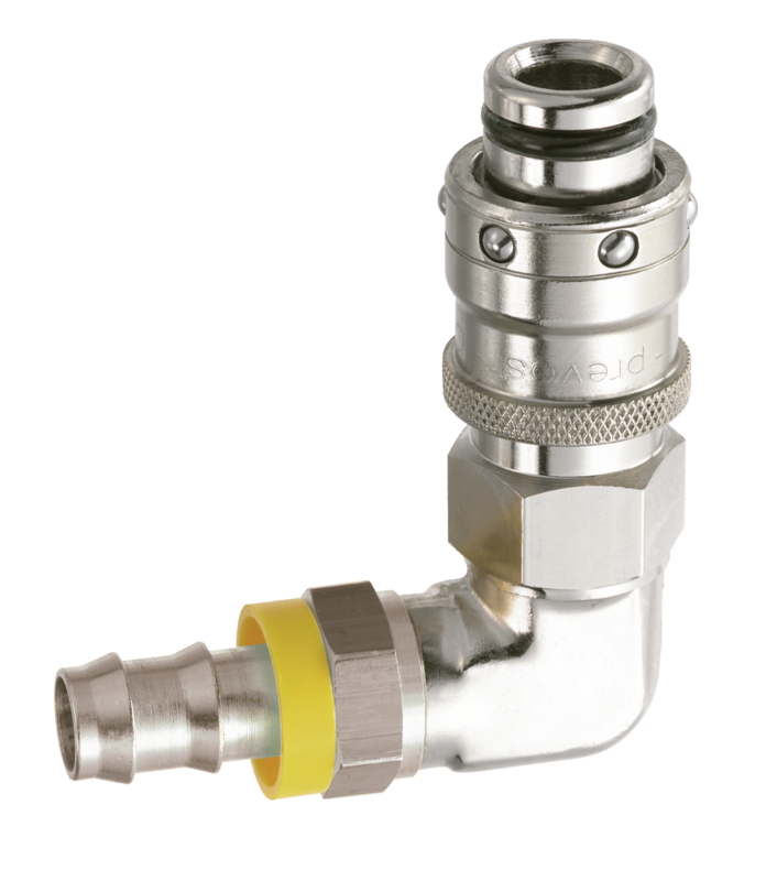 Fiche Coupleur refroidissement moule passage 8 mm 90° pour flexible auto-serreur Pour tuyau Ø int. = 10 mm