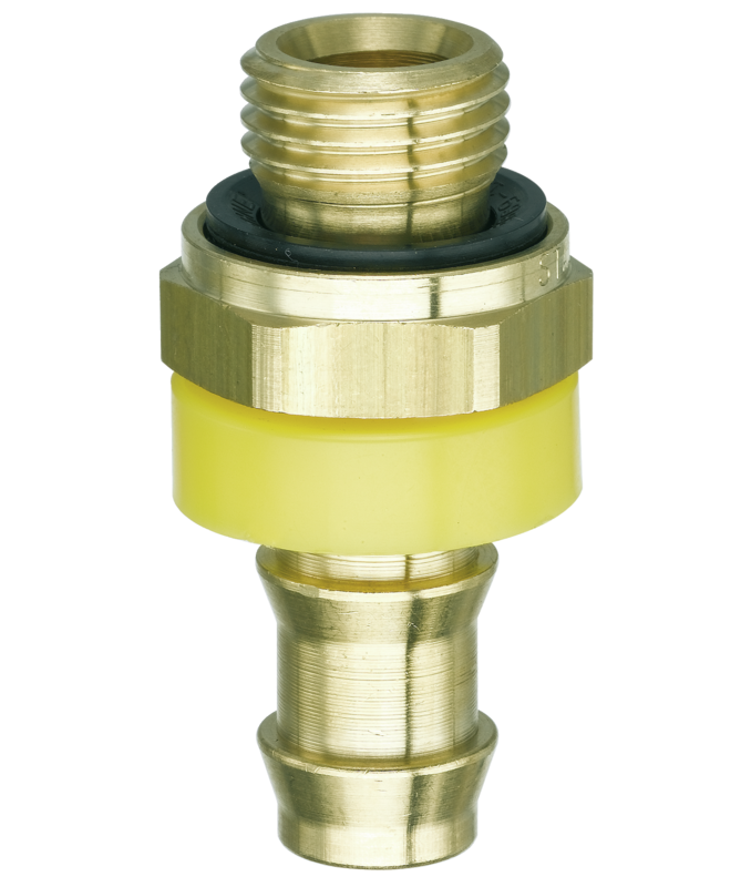 Jonction laiton auto serreur filetage cylindrique mâle Filetage mâle BSPP = G 1/4 Filetage mâle NPT =  Pour tuyau Ø int. = 13