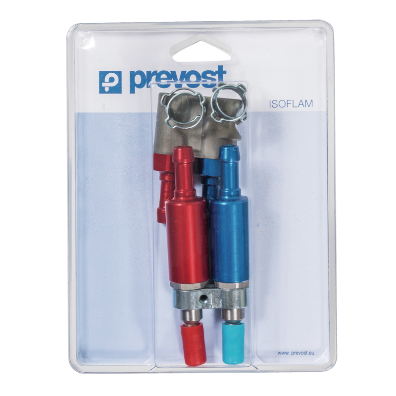 Raccords et abouts DUO anti-retour flamme Oxygene et Acétylene soudure ISO 5175 et NF EN 730 Conforme aux profils de connexion ISO 7289 et NF EN 561 de sécurité pour rallonge Sortie tuyau Ø = 6 x 12 Entrée côté détendeur / Tuyau Ø = 6 x 12 de sécurité po