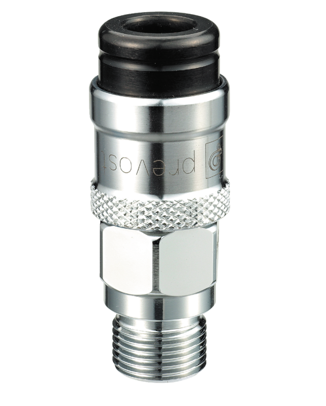Coupleur rapide NF EN 14594 Air respirable fileté femelle cylindrique Filetage femelle BSPP = G 1/4fileté mâle cylindrique Filetage mâle BSPP = G 1/4
