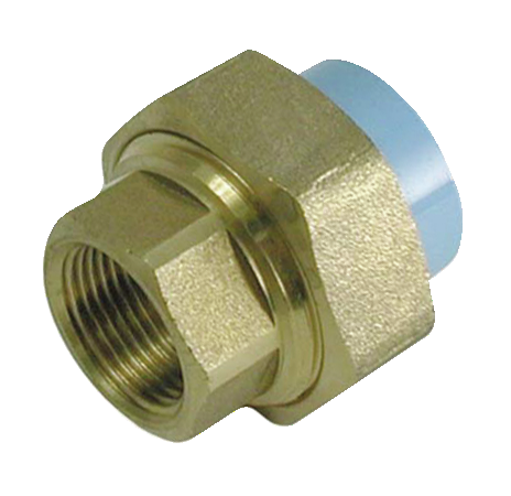 PVR 3UL - Union 3 pièces PVC/laiton femelle/filetée femelle Pour tube Ø ext. = 20 Filetage femelle BSPP = G 1/2