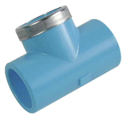 PVR TET - Té PVC femelle/femelle/fileté femelle Pour tube Ø ext. = 25 Filetage femelle BSPP = G 3/4 