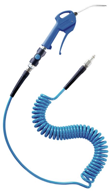 Ensemble spiralé avec soufflette 27102 MTL, spiralé et Coupleur ISO 6150 B diamètre de passage 6 mm Ø int./ext. = 6,5 x 10 Coupleur ISO 6150 B diamètre de passage 6 mm Long. = 6 ml