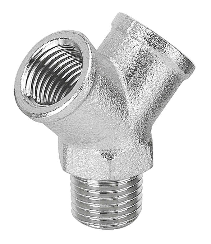 Y mâle conique au centre / femelle cylindrique x2 Entrée filetage mâle G 1/2 Sortie filetage femelle G 1/2