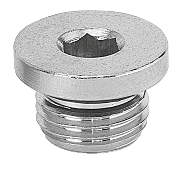 Bouchon mâle cylindrique 6 pans creux avec joint - Filetage mâle G 1/4 Serrage Clé BTR de 6
