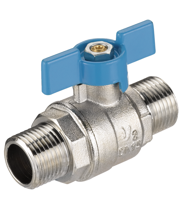 Vanne papillon cylindrique mâle/mâle PN 40 Filetage mâle BSPP = G 1/2