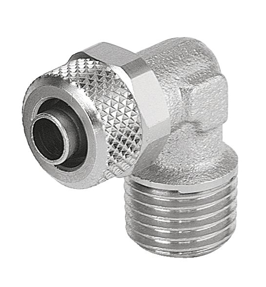 Coude mâle 90° conique - RB5 Filetage mâle BSPT = R 1/8 Pour tube Ø = 6 x 4