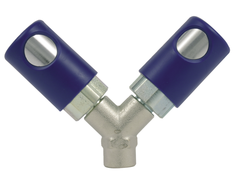 Distributeur fixe à 2 directions fileté femelle cylindrique Filetage femelle BSPP = G 1/4