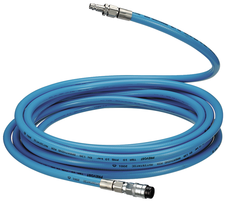 Flexible Air respirable NF EN 14594 avec raccords rapides NF EN 14594 et embouts Diamètre = 10 x 16 Long. = 15
