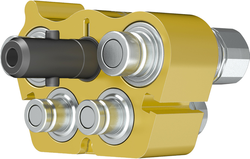 Platine male Multi-X Quattro CEJN Dn 10/12.5 Plaque multi-connexion avec 4 ports, taille DN10/12.5. Éliminateurs de pression intégrés. Pression de travail jusqu'à 35 MPa.