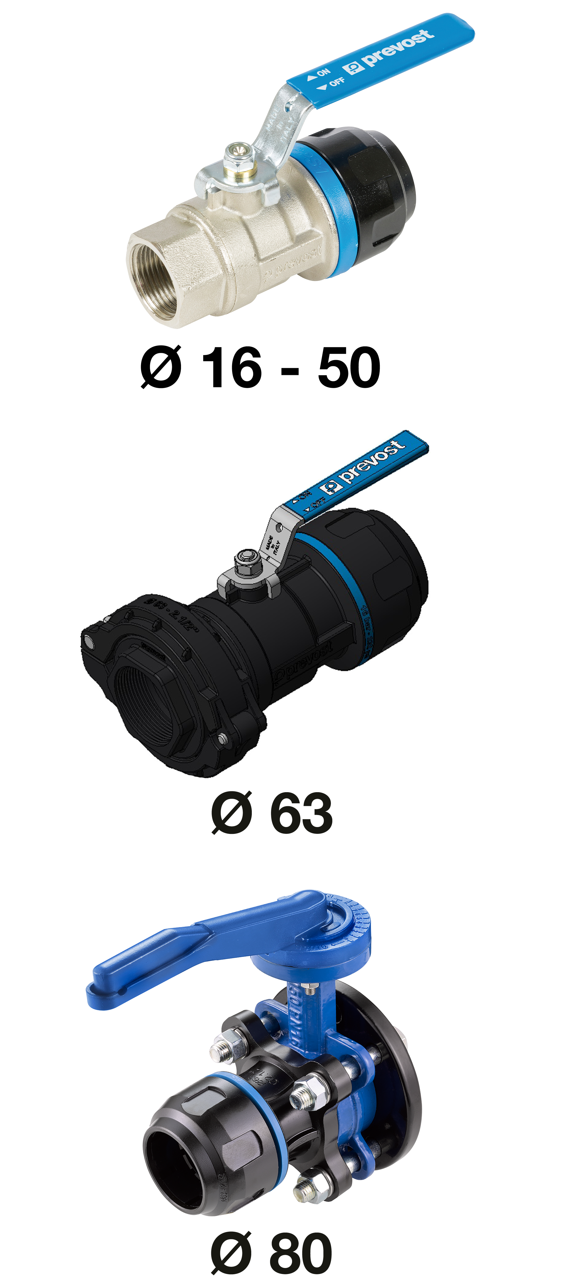 PPS1 RSIFAL6360- Vanne filétée femelle cylindrique avec raccordement pour Tubes Alu Réseau Air diamètre 63 mm Filetage femelle 2" BSP 