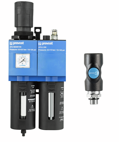 ATU ENSEMBLE FRL AVEC RACCORD PS1 air comprimé Filetage femelle BSPP = G 1/2 Raccord = CSI 06 Filtration (µm) = 25