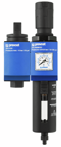 ATU VANNE + FILTRE-REGULATEUR air comprimé Filetage femelle BSPP = G 1/2 Débit (l/min à 6 bar ?P = 1 bar) = 4 500 Filtration (µm) = 25