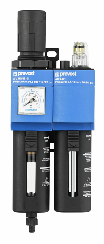 ATU ENSEMBLE FRL air comprimé Filetage femelle BSPP = G 1/2 Débit (l/min à 6 bar ?P = 1 bar) = 3 300 Filtration (µm) = 25