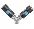 Distributeur Coupleurs  ISO 6150 B diamètre de passage 6 mm fixe à 2 directions fileté femelle cylindrique Filetage femelle BSPP = G 3/8  