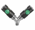 Distributeur Coupleurs profil Européen passage 7.4 mm ISO 4414 fixe à 2 directions fileté mâle conique Filetage mâle BSPT = R 1/2  